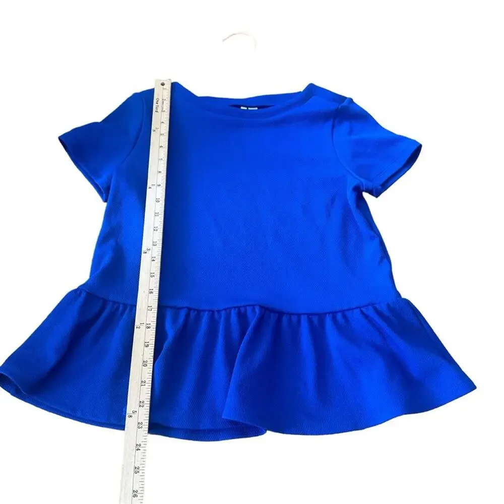 Elle Blue Peplum Blouse - Short Sleeve, Size Medium - Picture 3 of 6